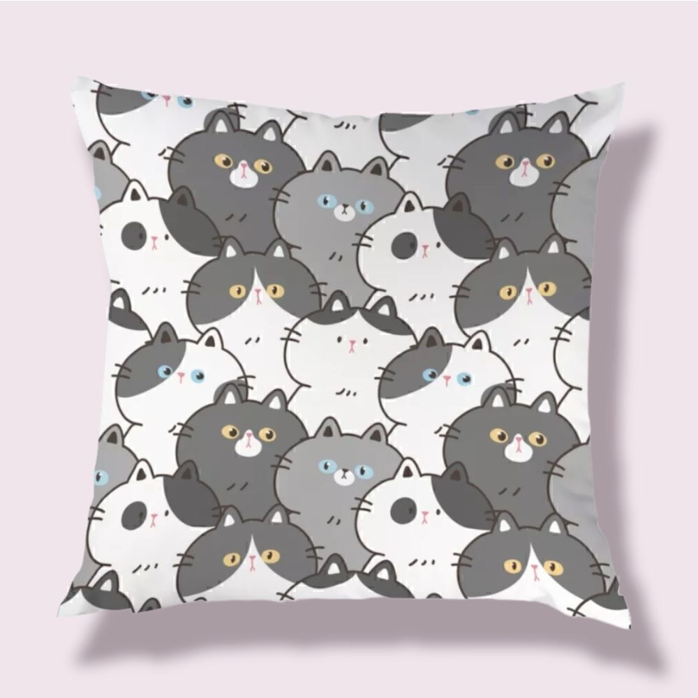 Cartoon Kitty Cats Pattern Zippered Pillowcase for Accent Pillow 17" x 17"